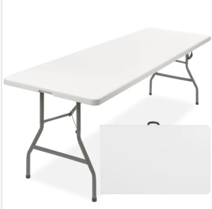 8ft Portable Folding Plastic Dining Table w/ Handle, Lock, Like New, Retail - $139.99