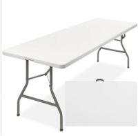 8ft Portable Folding&nbsp;Plastic Dining Table w/&nbsp;Handle, Lock, Like New, Retail - $139.99