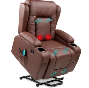 Electric Power Lift Recliner Massage Chair w/ Heat, USB Port, Cupholders, Like New, Retail - $449.99