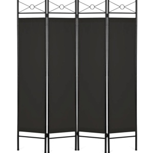 4-Panel Folding Privacy Screen Room Divider Decoration Accent, 6ft, Black, Appears New/Damaged Box