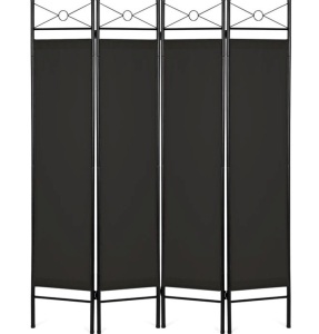 4-Panel Folding Privacy Screen Room Divider Decoration Accent, 6ft, Black, Appears New/Damaged Box