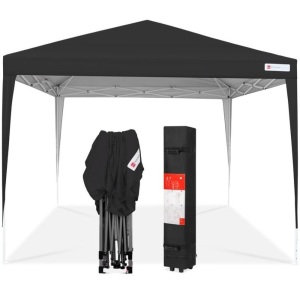 Outdoor Portable Pop Up Canopy Tent w/ Carrying Case, 10x10ft, Black, Dirty/Damaged, E-Commerce Return