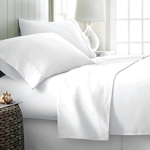 Pure Egyptian Cotton Bed Sheets (Queen, 600 Thread Count) White Sheets andPillow Cases Set (4 Piece) - Egyptian Cotton Sheets Queen Size, Like New, Retail -$64.99