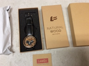 Lot of (3) leeEv Natural Wood Watches - New