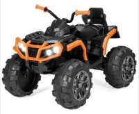 BCP,12V Kids Ride-On 4-Wheeler Quad ATV Car w/ 3.7mph Max, Bluetooth, Headlights, Orange, Appears New