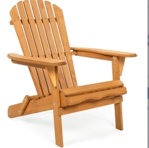 Folding Wooden Adirondack Chair Accent Furniture w/ Natural Finish - Brown, Appears New