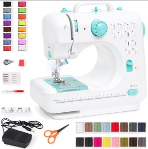 6V Portable Foot Pedal Sewing Machine w/ 12 Stitch Patterns, Teal, Untested, Appears New