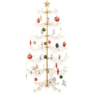 Wrought Iron Christmas Tree Ornament Display w/ Easy Assembly, Stand 