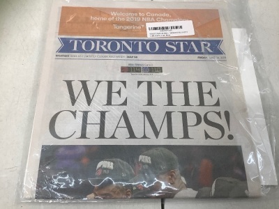 Toronto Star Newspaper June 14, 2019 Toronto Raptors NBA Championship Win