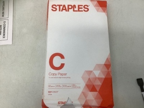 Box of 12 Reams Staples Legal Copy Paper, E-Comm Return