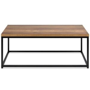 44in Modern Industrial Rectangular Wood Grain Coffee Table w/ Metal Frame