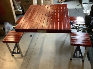 Folding Picnic Table w/ 4 Seats, Appears New