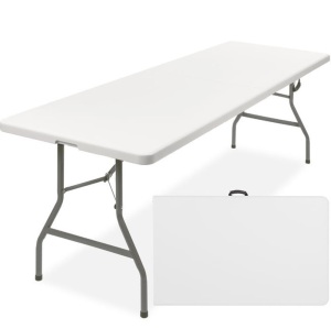 8ft Portable Folding Plastic Dining Table w/ Handle, Lock, Appears New