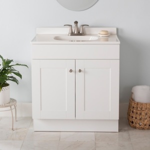 Project Source 30-in White Single Sink Bathroom Vanity with White Cultured Marble Top