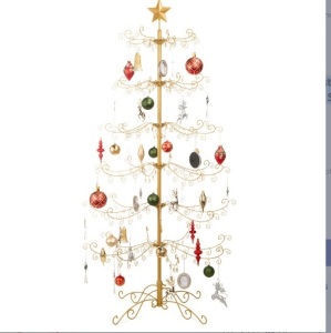 Wrought Iron Christmas Tree Ornament Display w/ Easy Assembly, Stand - 6ft, Gold, May Be Missing Hardware, Appears New