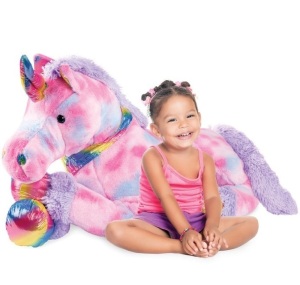 Kids Extra Large Life-Size Plush Rainbow Unicorn Stuffed Animal w/ Soft Fur, Tie-Dye, Appears New