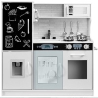 Pretend Play Kitchen Wooden Toy Set for Kids with 11 Accessories, White, Appears New