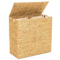 Extra Large Water Hyacinth Double Laundry Hamper Basket w/ 2 Liner Bags&nbsp;