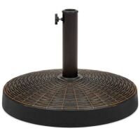 55lb Round Wicker Style Patio Umbrella Stand w/ Blackened Bronze Finish&nbsp;