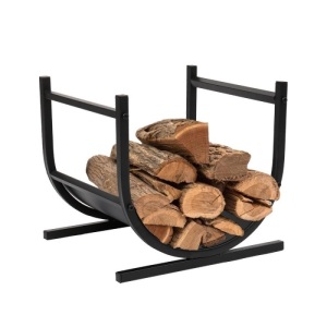 Firewood Holder Small Decorative Indoor/Outdoor Firewood Racks Fireside Log Rack, Black