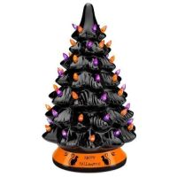 Ceramic Halloween Tabletop Tree w/ Orange & Purple Bulb Lights - 15in&nbsp;
