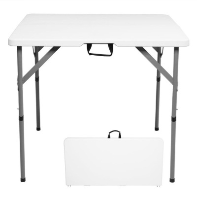 34" Portable Square Plastic White Folding Dinning Table