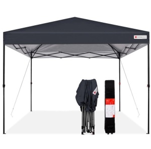 One-Person Setup Instant Pop Up Canopy w/ Wheeled Bag - 10x10ft, Gray, Appears New