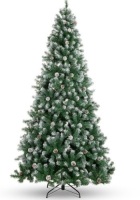 Pre-Decorated Christmas Tree w/ Pine Cones, Flocked Branch Tips, 6ft, Appears New