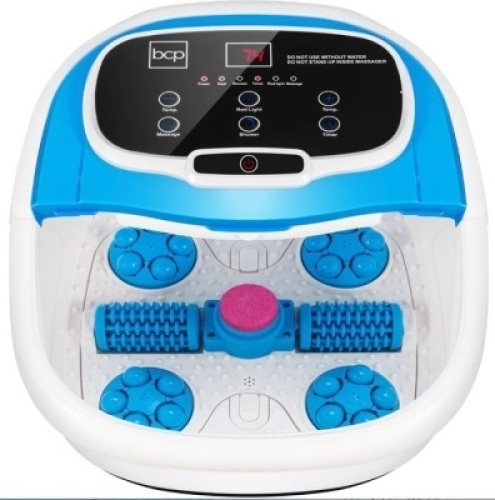 Automatic Heated Shiatsu Massage Foot Bath Spa w/ Pumice Stone, Sky Blue, Untested, Appears New
