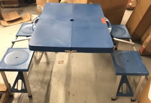 Folding Picnic Table, 4 Seats, Blue, Appears New