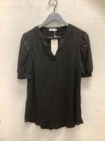 Ladmous, Short Sleeve Blouse, Black, Medium, New