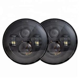 2-Piece 7" Black Round LED Headlights for Jeep Wrangler 