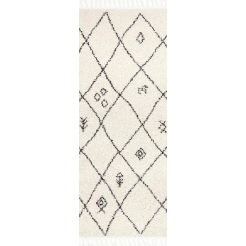 nuLOOM GCDI11A Chrissy Moroccan Trellis Shag Runner Rug 2' 8" X 8' Off-White. NEW
