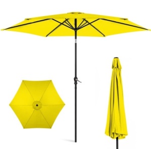 Outdoor Steel Market Patio Umbrella Decoration w/ Tilt, Crank Lift - 10ft, Yellow, E-Commerce Return/Appears New