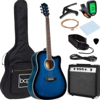 Beginner Acoustic Electric Cutaway Guitar Set w/ Case, Strap, Amplifier, Blue, Appears New