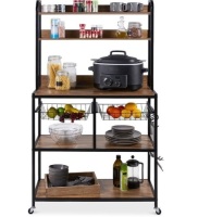 Counter-Height Baker's Rack w/ Locking Wheels, Adjustable Feet - 67in, Appears New