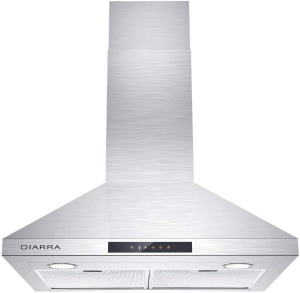 CIARRA CAS75206 Stainless Steel 30" Wall Mount Range Hood with 3 Speed Fan, Mesh Filters, Touch Control, Ducted/Ductless Convertible - Appears New 