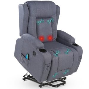 Electric Power Lift Recliner Massage Chair w/ Heat, USB Port, Cupholders