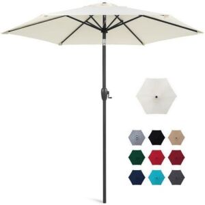 Lot of (2) Outdoor Market Patio Umbrella w/ Push Button Tilt, Crank Lift - 7.5ft 