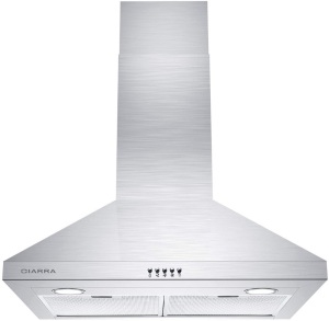 CIARRA CAS75206P 30" Stainless Steel Range Hood with LED Lights, Mesh Filters and 3 Speed Push Button, Ducted/Ductless Convertible - Appears New  