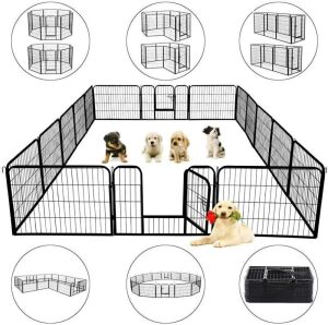 32" 16-Panel Dog Fence - Black