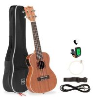 23in Acoustic Electric Concert Sapele Ukulele Starter Kit w/ Built-in Tuner&nbsp;