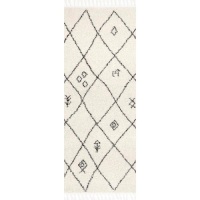 nuLOOM GCDI11A Chrissy Moroccan Trellis Shag Runner Rug 2' 8" X 8' Off-White. NEW