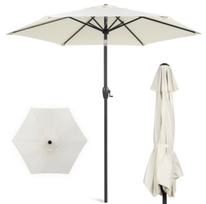 Outdoor Market Patio Umbrella w/ Push Button Tilt, Crank Lift - 7.5ft, Cream, E-Commerce Return