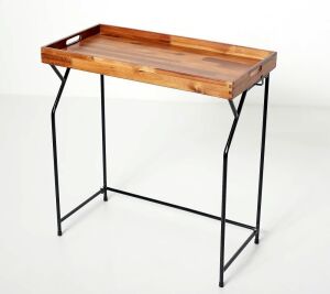 Collapsible Acacia Wood Table with Removable Top