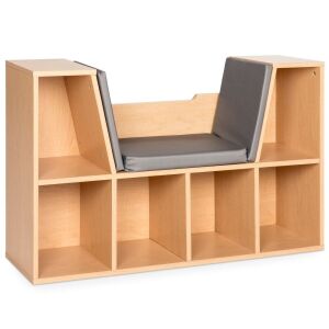 6-Cubbie Kids Bookcase Furniture Accent w/ Cushioned Reading Nook 