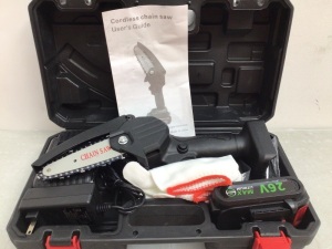 4" Battery Powered Mini Chainsaw w/ 2 Batteries, Extra Chains