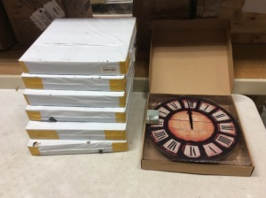 Lot of (7) 15" Roman Numeral Wall Clocks - Appear New