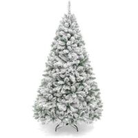 6' Premium Snow Flocked Artificial Pine Christmas Tree w/ Foldable Metal Base&nbsp;