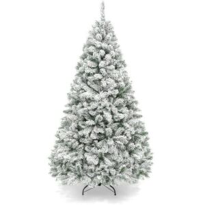 4.5ft Snow Flocked Christmas Tree, Premium Holiday Pine Branches, Foldable Metal Base